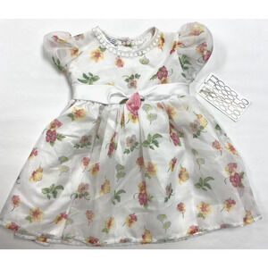 Piccolo Dress White with Yellow Pink Flowers Toddler Girl 12M - 18M BRAND NEW